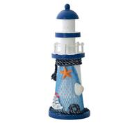 SOLUSTRE Figurines de Phare en Bois : Phare côtier de 21 cm de Haut - Phare en Bois à thème Nautique pour fête sur l'océan - Centre de Table méditerranéen