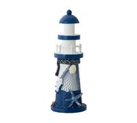 SOLUSTRE Figurines de Phare en Bois : Phare côtier de 21 cm de Haut - Phare en Bois à thème Nautique pour fête sur l'océan - Centre de Table méditerranéen