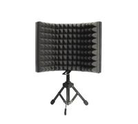 SOLUSTRE Filtre de Microphone à 3 Panneaux pour Enregistrement Informatique, Pare-vent Noir en Éponge et Métal, Angle Réglable, Facile à Transporter pour Studio Personnel