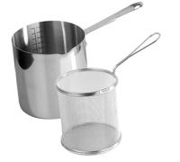 SOLUSTRE Friteuse Inox avec Panier Profond Acier Inoxydable Résistance Haute Température Cuisson Rapide pour Cuisine Maison