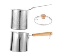 SOLUSTRE Friteuse Inox Compacte avec Panier Casserole à Friture Rapide pour Cuisine Maison Poignée Ergonomique Compatible Induction Cuisson et Sécurisée