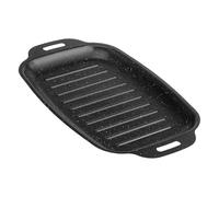 SOLUSTRE Gril Rectangulaire Antiadhésif pour Cuisine Intérieure Plaque de Cuisson pour Poisson Viande et Légumes Compatible Induction Gaz et Électrique Gril de Rôtissoire pour Barbecue