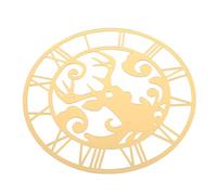 SOLUSTRE Horloge Murale Ronde DIY Miroir Acrylique avec Chiffres Romains et Motif Cerf Décoration Murale Adhésive pour Chambre Denfant Salon ou Bureau