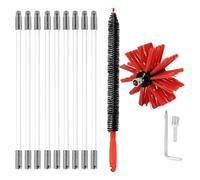 SOLUSTRE Kit de Brosse de Nettoyage pour Cheminée en Nylon 9 Tiges Flexibles, Installation Rapide et Couverture Étendue pour Conduits Métalliques