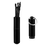 SOLUSTRE Kit Nettoyage Oreille 6 Pièces en Acier Inoxydable Noir, Outils Portables pour Élimination Cérumen, Cuillères Auriculaires Spirales 360° Boîte de Rangement, Soins des Oreilles