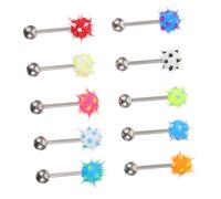 SOLUSTRE Lot de 10 Bijoux de Piercing Langue en Silicone et Acier Médical, 3.2x0.75cm, Adaptés aux Photos de Rue et Spectacles