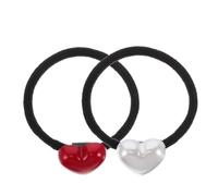 SOLUSTRE Lot de 2 Élastiques à Cheveux de Cœur Haute Élasticité Doux pour Cheveux Couleur Rouge et Blanc Accessoires pour Queue de Cheval Haute pour Filles et Usage Quotidien