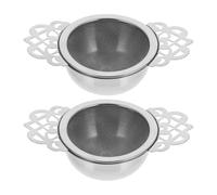 SOLUSTRE Lot de 2 Ensembles D'infuseurs à Thé en Acier Inoxydable avec Double Poignée Ergonomique et Bol Égouttoir Argenté pour Moments de Dégustation de Thé Chez Soi