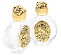 SOLUSTRE Lot de 2 Flacons de Parfum Vides Décoratifs en Verre Or, Réutilisables Reliefs Délicats, comme Décorations D'église pour Mariage ou Usage Sacré