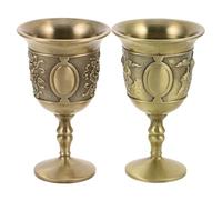 SOLUSTRE Lot de 2 gobelets médiévaux vintage en alliage de zinc faits à la main, verres à vin de cérémonie Renaissance pour mariage royal, anniversaire, château de fleurs