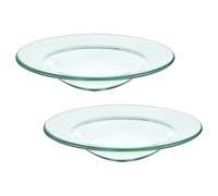 SOLUSTRE Lot de 2 Plaques Chauffantes en Verre Transparent 120 MM pour Lampe d'Aromathérapie Plat Chauffe-Cire Rond 47 Pouces Accessoire Parfum d'Intérieur Facile à Nettoyer pour