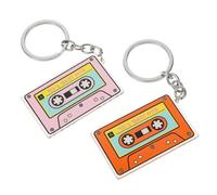 SOLUSTRE Lot de 2 Porte-clés Pendentifs en Acrylique Imprimé Ruban Adhésif pour Femmes, Couleurs Rose et Orange, Accessoires Légers et Compacts, Mode Quotidien, Présent Créatif, Usage