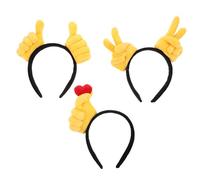 SOLUSTRE Lot de 3 bandeaux mignons avec gestes des doigts, doux et rembourrés, accessoires photo amusants, accessoires de cheveux polyvalents pour enfants et adultes