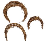 SOLUSTRE Lot de 3 Cerceaux en Rotin Forme Lune Rustiques Faits Main pour Décoration de Noël et Activités Manuelles, Construction Solide pour Décoration Intérieure et Extérieure