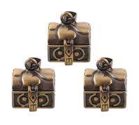 SOLUSTRE Lot de 3 Pendentifs Coffret Trésor en Cuivre Gravure, Breloques Artisanales pour Fabrication de Bijoux et Présents Commémoratifs