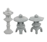 SOLUSTRE Lot de 3 Statues de Pagodes Miniatures en Résine Style Japonerie, Décoration Réaliste pour Jardin et Maison, Accessoire pour Micro-Paysage Extérieur