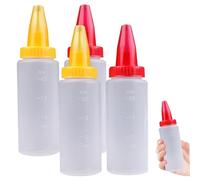 SOLUSTRE Lot de 4 Bouteilles à Douille Souples Transparentes, Accessoire Pâtisserie en Plastique Alimentaire, 150 ML, Décorateur de Desserts pour Gâteau, Cupcake et Couleur Aléatoire