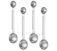 SOLUSTRE Lot de 4 Cuillères à Mesurer en Acier Inoxydable à Double Tête pour Café Moulu et Poudre de Lait, Surface Lisse, Mesure Précise des Ingrédients