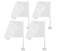 SOLUSTRE Lot de 4 Drapeaux Portatifs Blancs Légers en Polyester et Plastique, Design DIY pour Événements de Course et Compétitions