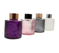 SOLUSTRE Lot de 4 Flacons Décoratifs en Verre Contenants de Parfum Gauffrés Utilisation pour Décoration Mariage Spa Salle de Bain