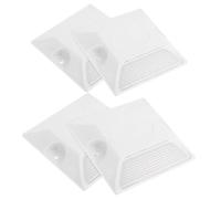 SOLUSTRE Lot de 4 Réflecteurs de Route en Plastique Blanc, Balises de Signalisation Surélevées Rondes, Marquages Routiers Réfléchissants pour Allées et Chaussées, Visibilité Nocturne