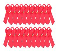 SOLUSTRE Lot de 50 Broches Ruban Rouge Anti-sida 16 Cm X 1,3 Cm en Polyester Réutilisables pour Sensibilisation Sida et Collecte de Fonds, Épingle à Nourrice Portable pour Événements