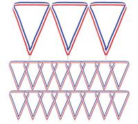 SOLUSTRE Lot de 50 Rubans de Cou de Médaille aux Trois Couleurs Rouge Blanc Bleu en Coton Polyester avec Clips à Pression pour Récompenses Scolaires et Courses Relais