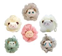SOLUSTRE Lot de 6 Fleurs de Bain en Pe D'animaux pour Garçon et Filles et Adolescents, Gommage Doux du Corps et Élimination des Cellules Mortes
