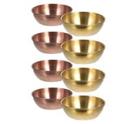 SOLUSTRE Lot de 8 bols à pincée : accompagnements en acier inoxydable pour tremper les assaisonnements, tasse à sauce soja, récipient rond à condiments, petite soucoupe coréenne, ramequin pour