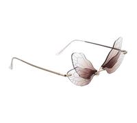 SOLUSTRE Lunettes de Soleil sans Monture Unisexes D’Ailes de Libellule Marron Légères et Originales Lunettes de Mode Irrégulières Adaptées aux Vacances et Sorties en Plein Air
