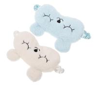 SOLUSTRE Masque de Sommeil en Peluche Bleu 2pcs Bandeau Cache-œil Lapin Doux pour Aider à Dormir et Bloquer la Lumière Perturbatrice