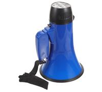 SOLUSTRE Mégaphone Trompette à Main Bleu Robuste Microphone D'enregistrement Intégré, Fonction Amplificateur de Son, Alimenté par 4 X Piles C, pour Guide Touristique ou Marchand