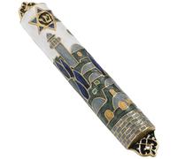 SOLUSTRE Mezuzah Parchemin Mesusa Porte Amulette juive Décoration de Porte Jérusalem Israël Décoration Murale métal pour la Maison