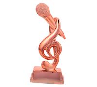 SOLUSTRE Microphone Trophy Resin Award with Musical Notes for Singing Karaoke Party Prize and Speech Competition Decoration