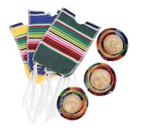 SOLUSTRE Mini Sombrero Chapeaux et Serapes pour Bouteilles Décoration Mexicaine Colorée Coton et Paille Protège-Bouteilles Festifs pour Fête Cinco de Mayo et Réunions