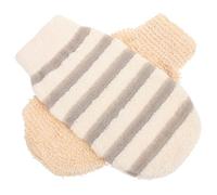 SOLUSTRE Mitaines Exfoliantes De Bain Et Gommage Corporel, Lot De 2, Tailles 21x11 Cm Et 22x12 Cm, En Lin Tissé Et Coton, Double Face à Mousse Riche, Pour Soin Spa Et Bain Complète Corps