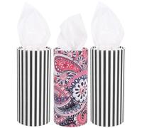SOLUSTRE Mouchoirs Ronds pour Voiture en Lot de 3 Boîtes Cylindriques Pratiques, Distributeur Léger Compatible Porte-Gobelets, Serviettes Multifonctions pour Quotidiens Style Aléatoire