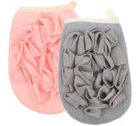 SOLUSTRE Moufles Exfoliants Bain 2pcs en Pe Nettoyage Profond et Prévention Bactérienne, Accessoires Salle de Bain pour Séjours W nd et Camping