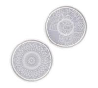 SOLUSTRE Moule à Époxy Cristal Rond Design Mandala Simple 2pcs en Silicone Réutilisable pour Dessous de Tasse DIY et Présents Faits Main