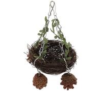 SOLUSTRE Nid Coloris Café pour Perroquet et Oiseau en Rotin Naturel Taille Adaptable Balançoire Suspendue Jouet à Mâcher Solide pour Cage à Oiseaux pour Petit à Grand