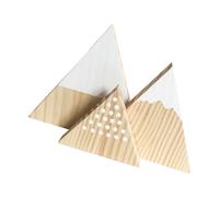 SOLUSTRE Ornement Style Nordique Montagne Enneigée en Bois Blanc 3pcs Triangulaire Décoration Intérieure pour Bureau et Maison