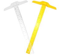 SOLUSTRE Outil de mesure de précision T Shape 30 cm en plastique transparent et orange, règle à double échelle sécurisée, adaptée pour bureau et dessin, 2 pièces