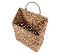 SOLUSTRE Panier Mural Suspendu en Osier Naturel pour Organiser Magazines et Courrier, Structure en Métal Robuste, pour Chambre ou Salon Style Bohème