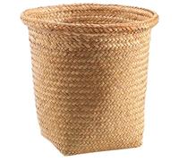 SOLUSTRE Panier Rond Tissé en Paille pour Rangement et Cache-pot, Panier de Salle de Bain Élégant et Décoratif, Résistant et Fiable, Fait Main en Matériau Naturel
