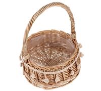 SOLUSTRE Panier Rustique en Rotin Tissé la Main Anse, Panier Fiable pour Fleurs, pour Décoration de Mariage ou Fête, Design Naturel et Fonction de Rangement