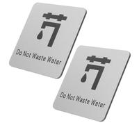 SOLUSTRE Panneau Autocollant Signal D’avertissement Esthétique et Solide 2pcs Aluminium Argenté pour Économiser L’eau pour Lieux Publics et Maisons