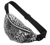 SOLUSTRE Paquet Banane Femme Léopard Noir Double Fermeture Éclair, Ceinture Réglable et Polyester Confortable pour Voyage et Usage Quotidien