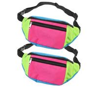 SOLUSTRE Paquet Sac Banane Rétro pour Homme et Femme, 2 Compartiments avec Fermeture Éclair, Ceinture Ajustable, Design Multipoche en Polyester Résistant aux Rayures pour Voyage et Fête
