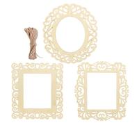 SOLUSTRE Pendentifs en Bois Créatifs 3pcs avec Corde en Jute, Ornements Décoratifs Sculptés la Main pour Mariage et Fêtes, Surface Lisse et Design Élégant
