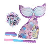 SOLUSTRE Pinata Queue Sirène Colorée pour Fête Danniversaire avec et Bandeau Jeu Danimation Festive pour Garçon Fille Fourniture de Fête Pinata Queue Sirène